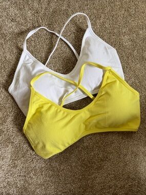 Lot of 2 Muscle Nation Bralettes — Yellow & White